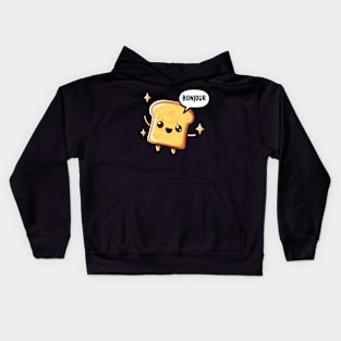 Kawaii bread toast - bonjour Kids Hoodie